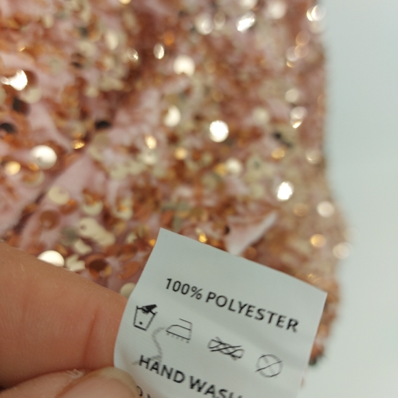 LOVE & LEMONADE Zip Back Sequin Bodycon Halter Dress Size Small Pink - Picture 9 of 11